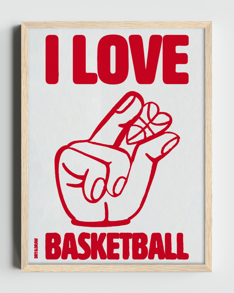 I LOVE BASKETBALL - Classic Matte Paper Wooden Framed Poster